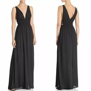 WAYF Black Plunging V-Neck Sleeveless Cut Out Gown Maxi Dress Size XS
